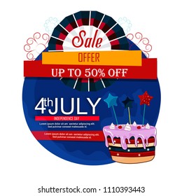creative abstract, banner or poster, sale offer for 4th of July with nice and creative design illustration.