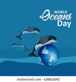 creative abstract, banner or poster for World Oceans Day with nice design illustration.