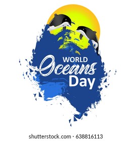 creative abstract, banner or poster for World Oceans Day with nice design illustration.