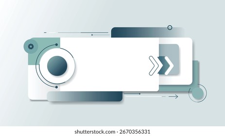 Modelo de banner abstrato criativo com setas de tecnologia de formas geométricas e layout limpo para web de negócios e design de apresentação