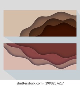 Creative abstract, banner web templates. Vector paper cutout layout. Banners ready for use in web or print design.