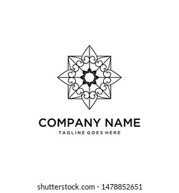 Creative Abstract beautiful line art logo illustration flower pattern sign