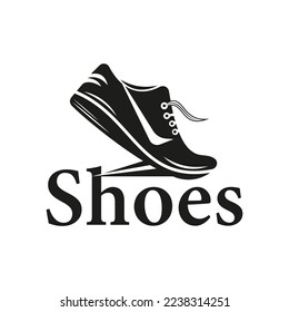 Creative abstract black silhouette running shoe design logo design template Free Vector