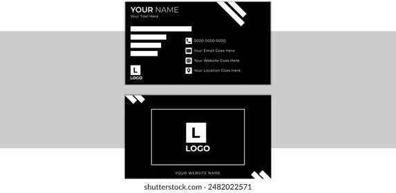 Creative abstract black and white business card template