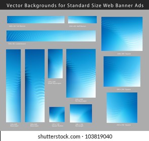 Creative, Abstract Blue Background Set for Standard Size Web Banner Ads