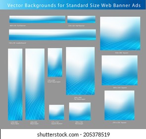 Creative, Abstract Blue Background Set for Standard Size Web Banner Ads 