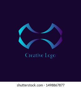 Creative Abstract Blue Logo Icon Template with Simple Design for Business Sign, Identity, Label, Badge, or Profile.