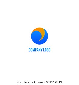 Creative Abstract Blue and Orange Round Company Logo Template. Isolated on White Background. Swirl Button Icon.