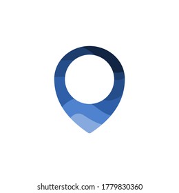 icono creativo abstracto de la ubicación del pin ondulado azul