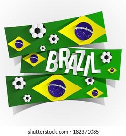 Creative Abstract Brazilian Flag With Soccer Balls vector illustration