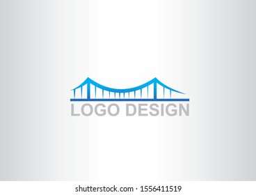 creative abstract bridge logo design template with blue color