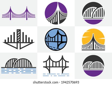 Creative abstract bridge logo design template. Bridge sign symbol