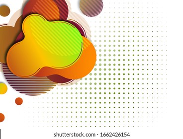 Creative abstract bright background. Smooth flowing liquid, circles and stripes on a white background. Template for prints, posters, flyers. Vector illustration for your design.