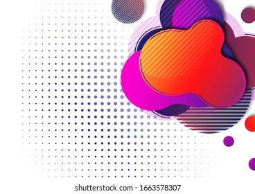 Creative abstract bright background. Smooth flowing liquid, circles and stripes on a white background. Template for prints, posters, flyers. Vector illustration for your design.