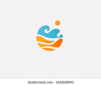 Creative abstract bright logo icon sand sea and sun for travel company