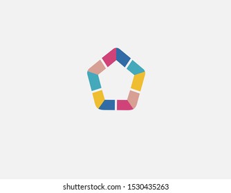 Creative abstract bright multicolored logo badge geometric shape for company