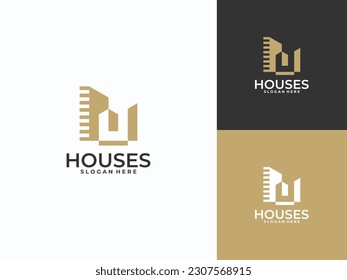 creative abstract building logo with letter U logo design