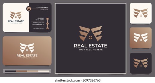 creative of abstract building real estate logo design with business card inspiration.