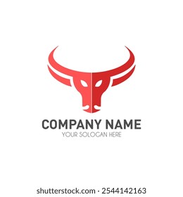 Criativo abstrato cabeça de touro logotipo vetor design. Logotipo de cabeça de touro vermelho, Logotipo da empresa, Conceito de logotipo de touro de escudo raivoso criativo 