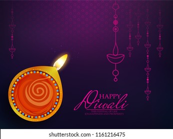 Creative abstract burning diya on happy Diwali or Deepawali Holiday background for light festival of India