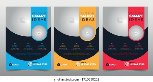Creative abstract business flyer vector template design. Brochure design, cover modern layout, annual report, poster, flyer in A4 with colorful shapes for market with light background