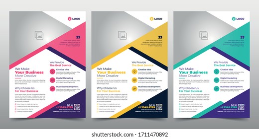 Creative abstract business flyer vector template design. Brochure design, cover modern layout, annual report, poster, flyer in A4 with colorful shapes for market with light background