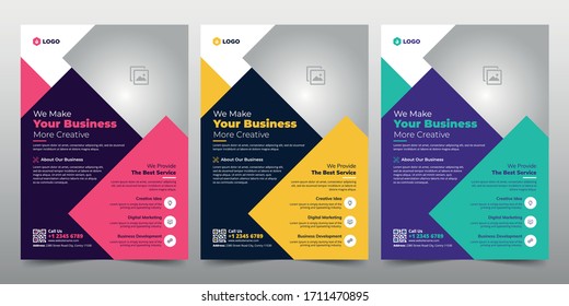 Creative abstract business flyer vector template design. Brochure design, cover modern layout, annual report, poster, flyer in A4 with colorful shapes for market with light background