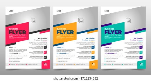Diseño creativo abstracto de plantilla vectorial de volante de negocios. Diseño de folleto, diseño moderno de portada, informe anual, afiche, volante en A4 con formas coloridas para el mercado con fondo claro