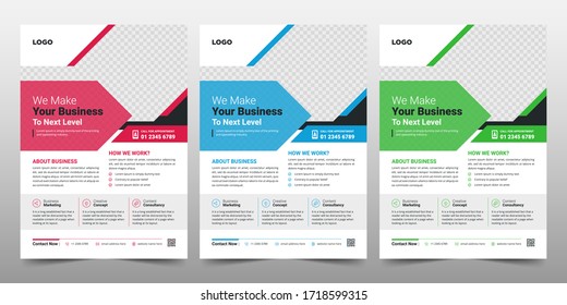 Diseño creativo abstracto de plantilla vectorial de volante de negocios. Diseño de folleto, diseño moderno de portada, informe anual, afiche, volante en A4 con formas coloridas para el mercado con fondo claro