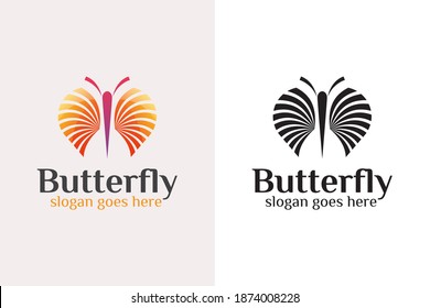 creative abstract butterfly unique logo design with black versions