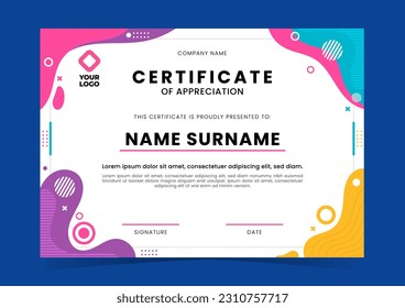 Creative abstract certificate template. Certificate of Appreciation