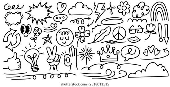 Creative Abstract Children Doodle Illustration Background.Hand drawn childish funny simple vector illustrations.