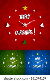 Creative Abstract Christmas Clock with transparent shadows vector illustration