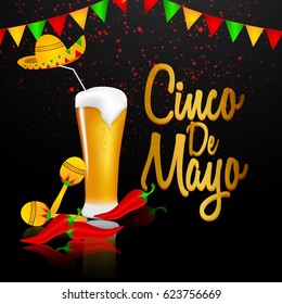 creative abstract for Cinco De Mayo with nice sombrero illustration in a white background.