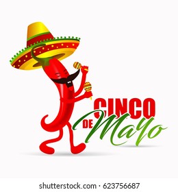 creative abstract for Cinco De Mayo with nice sombrero illustration in a white background.