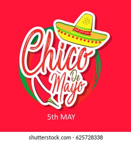 creative abstract for Cinco De Mayo with nice sombrero illustration in a white background.