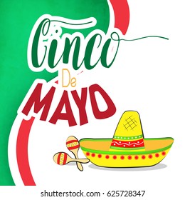 creative abstract for Cinco De Mayo with nice sombrero illustration in a white background.