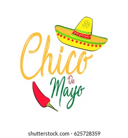 creative abstract for Cinco De Mayo with nice sombrero illustration in a white background.