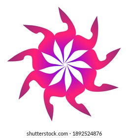 Creative abstract circle logo with sharp corners wrapped in pink color