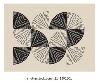 Círculos creativos abstractos.  Composición artística pintada a mano ideal para la decoración de paredes, postales o diseño de portada.