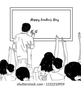 creative abstract class background design with teacher and students for back to school.