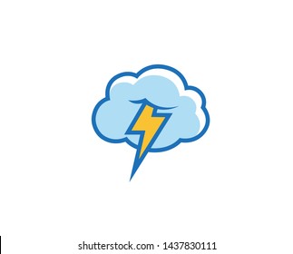 Creative Abstract Cloud Thunder Logo Design Vector Symbol Illustration