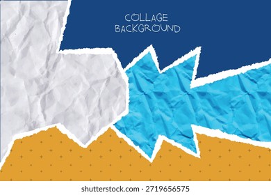 Creative abstract collage background with torn paper textures in pastel colors, modern design style ideal for posters, social media, and branding.