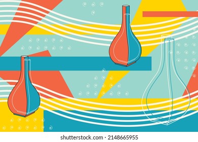 Creative abstract colorful background with vases. Collage design for prints, posters,cards,etc. Vector illustration.