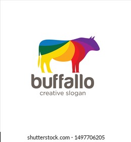 Creative Abstract Colorful Buffallo Logo Icon Design Vector. modern Cattle Angus Beef logo design vector 