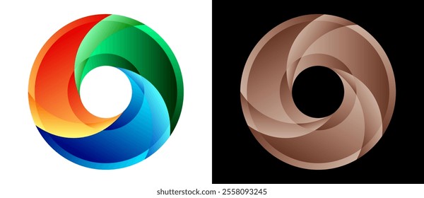 Creative abstract colorful circle. Geometric spiral as logo or icon template.