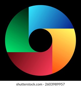 Creative abstract colorful circle. Geometric spiral as logo or icon template.
