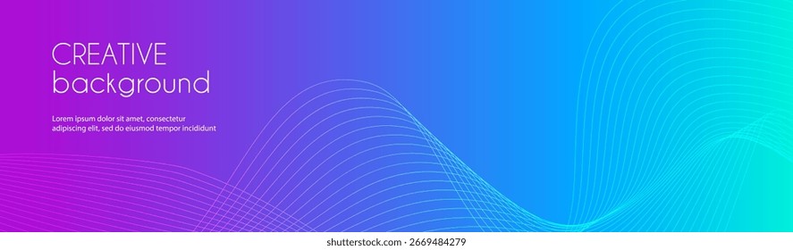 Creative abstract colorful gradient background. Wavy lines minimal trendy vector template for banners, business presentations, web headers