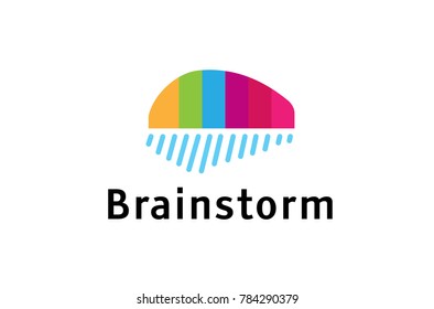 Creative Abstract Colorful Human Brain Logo Symbol Design Illustration