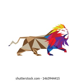 Creative Abstract Colorful Lion Head Logo Design Illustration
